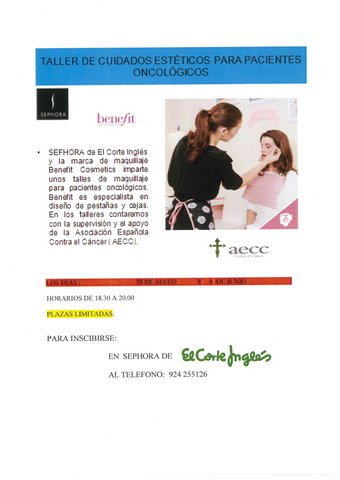 Taller de Cuidados Estéticos en El Corte Inglés en la J.P.Badajoz  