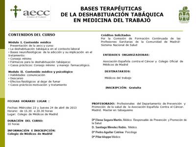 Bases terapéuticas de la deshabituación tabáquica en medicina del trabajo  