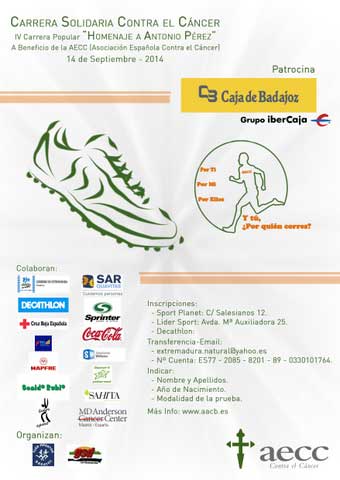 Cartel IV Carrera Solidaria de Badajoz 2014