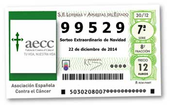 Biellete de lotería aecc Valencia 2014