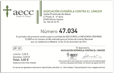 Participación de lotería de Navidad de Alava 2014