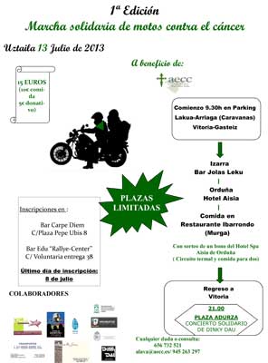 Cartel de la 1ª Marcha motera contra el cáncer aecc Álava