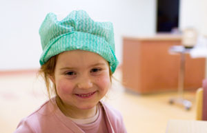 Niña en un hospital