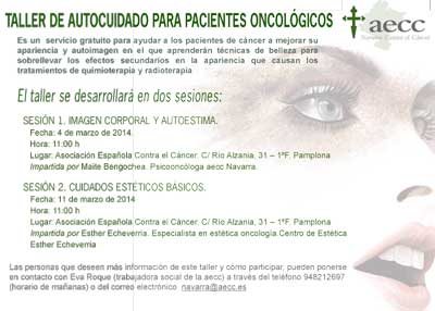 Apúntate ya al Taller de Autocuidado para pacientes oncológicos