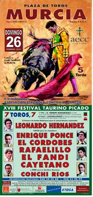 Cartel del XVIII Festival Taurino Picado de Murcia