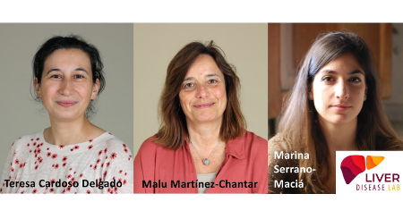 Dra. Teresa Cardoso, Dra. Malú Martínez-Chantar y Marina Serrano