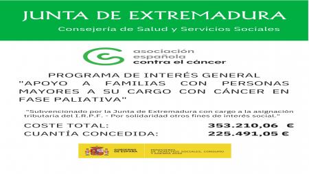 Subvención para el apoyo a familias con personas mayores a su cargo con cáncer en fase paliativa