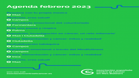 Detalle de la agenda febrero 2023 de la Asociación en Illes Balears.