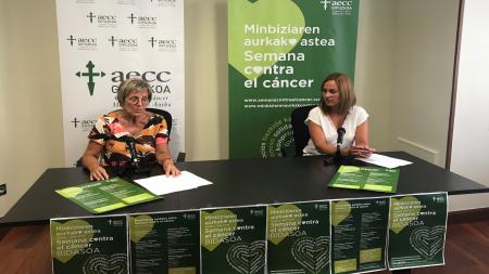 Gemma Landache y Oihana Palacin, en la presentación de la Semana contra el Cáncer