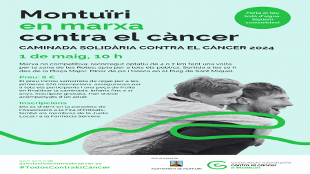 Cartel de la caminata solidaria 'Montuïri En Marcha Contra el Cáncer' 2024.
