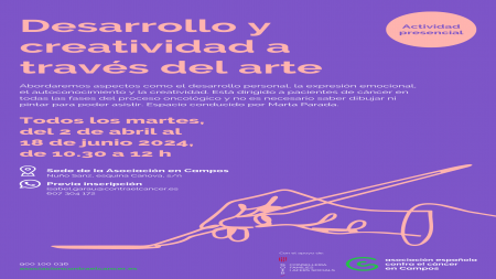 Cartel de 'Desarrollo y creatividad a través del arte' en Campos.
