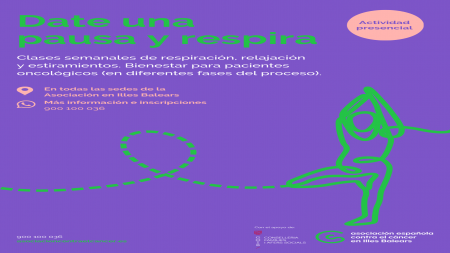 Cartel del ciclo de talleres 'Date una pausa y respira' para todas las sedes.