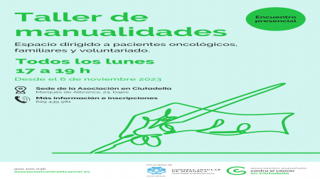 Cartel del 'Taller de manualidades' en Ciutadella.