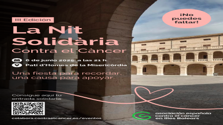 Cartel de la III edición de 'La Nit Solidària', que se celebrará en el Pati d'Homes de La Misericòrdia (Palma).