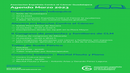 Agenda del mes de marzo