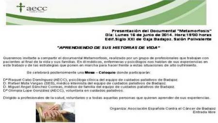Cartel de la presentación del documental Metaformosis