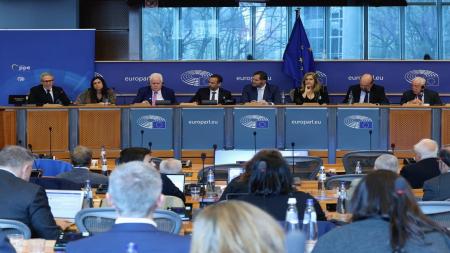 Ramón Reyes, presidente de la Asociación Española Contra el Cáncer en la sesión del Parlamento Europeo